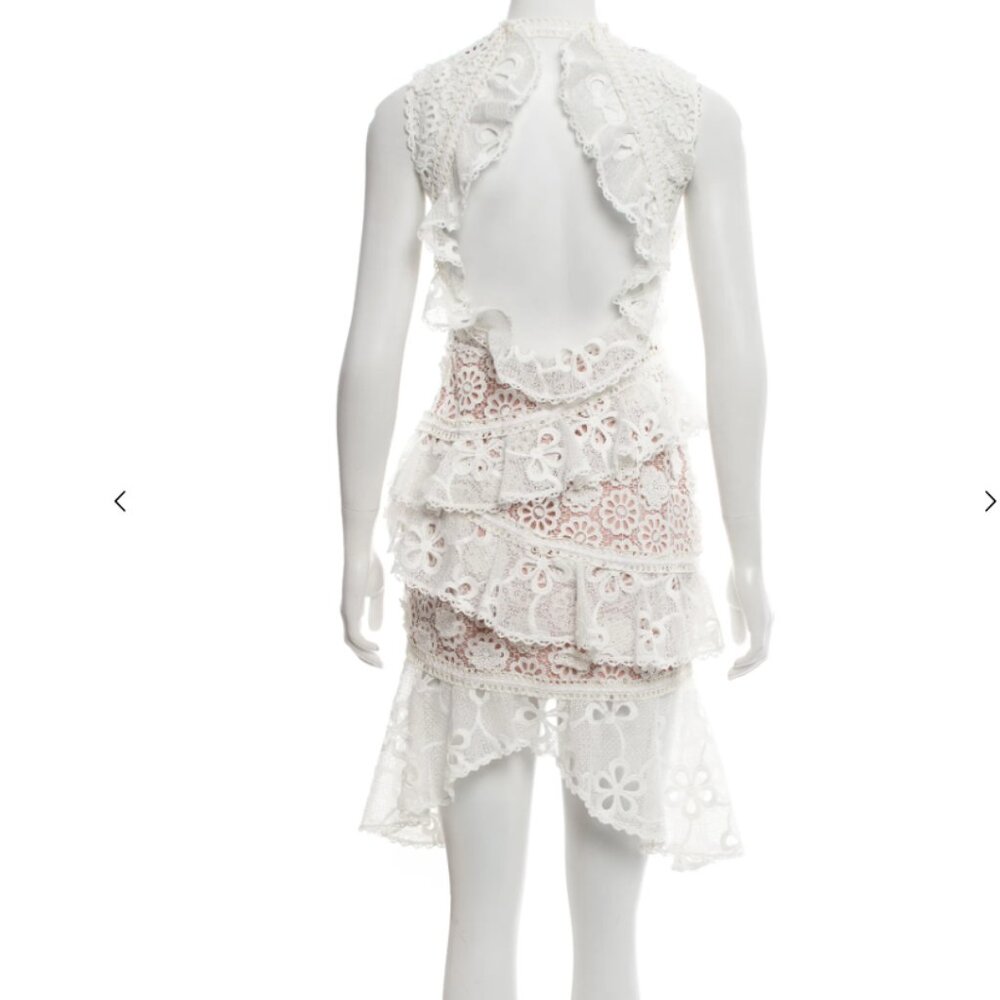 Alexis Lace Knee-Length Open Back Dress XS